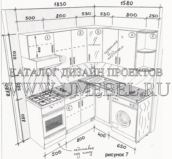 Проект кухни 7. Проект кухонного гарнитура 7.