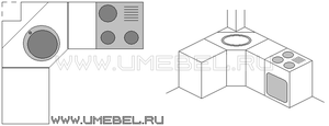 мойка по центру угла кухни