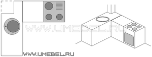 мойка слева от угла кухни