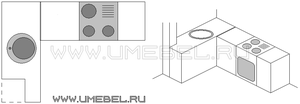 мойка слева от угла кухни